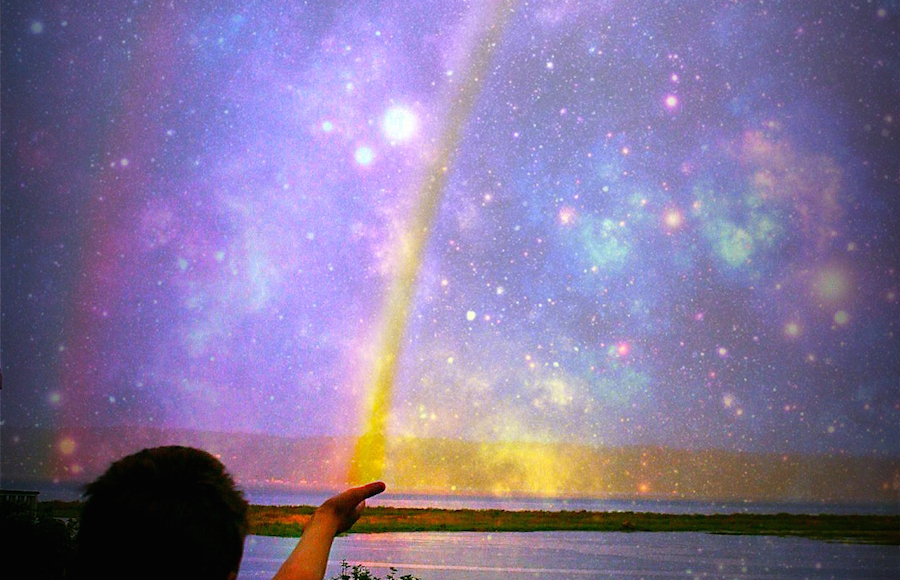 Rainbow and cosmos Photograph compilation by Lisa Hughes Anderson